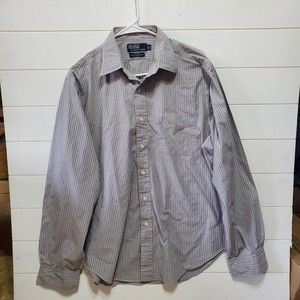 Polo Ralph Lauren mens size 16 Andrew 36 / 37 long sleeve gray striped button up